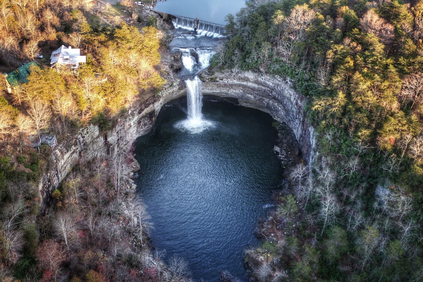 DeSoto Falls aerial view near Mentone, Alabama